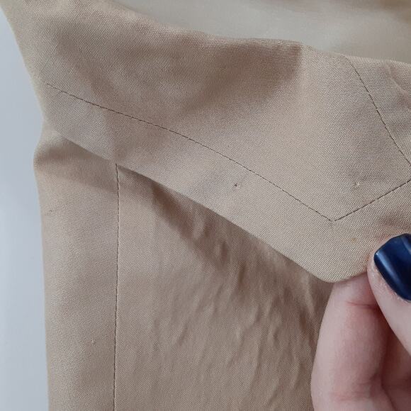 Vintage 1980s 100% Silk Peacoat Sand Tan Coat Long Blazer Jacket Quiet Luxury - Picture 8 of 15